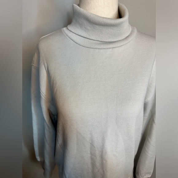 Sz M Zara sweatshirt stone turtleneck soft cozy neutral wide sleeve - Picture 2 of 7